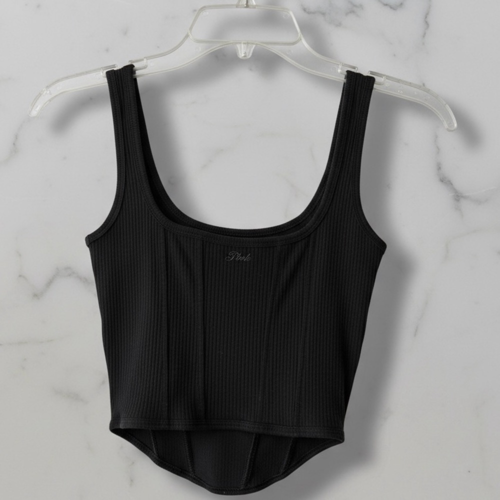VS PINK Bralette Ribbed Activewear Athletic Sports Bra Black Women’s S
